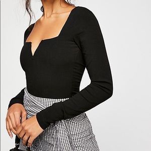 Free People Black Zoe Bodysuit